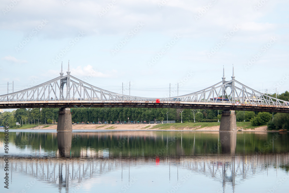 Old bridge and Volga river, Tver, Russia Old bridge and Volga river, Tver, Russia