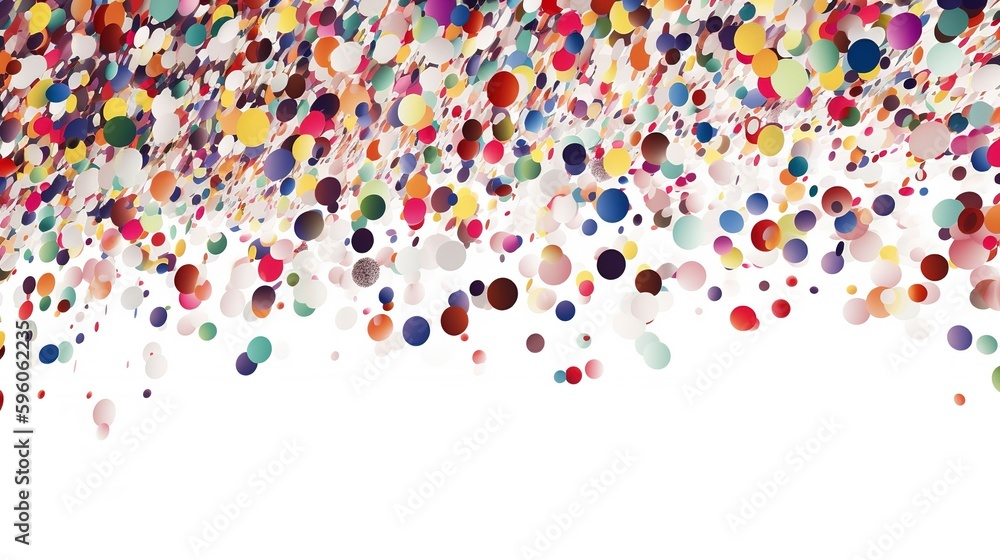 more confetti circles on white background, in the style of smooth and