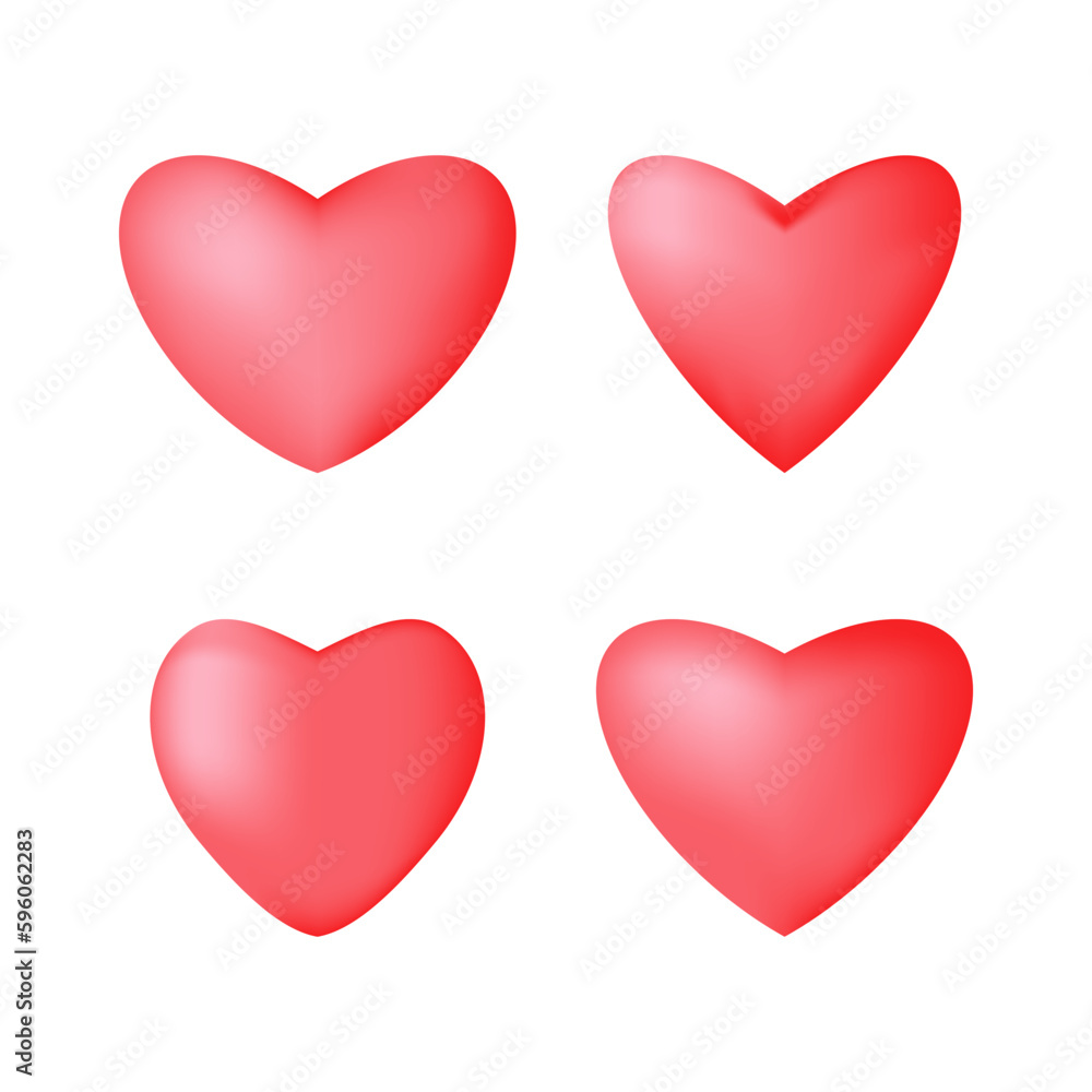 Vector Illustration, Red hearts different shapes