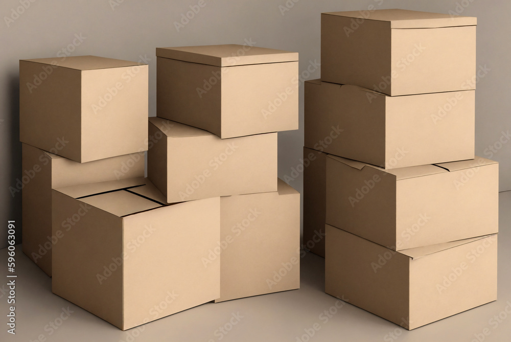 A bunch of cardboard boxes. Generative AI. A bunch of cardboard boxes. Generative AI.