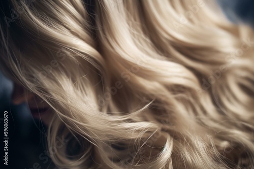 Close-up of lustrous blonde extensions. Generative AI