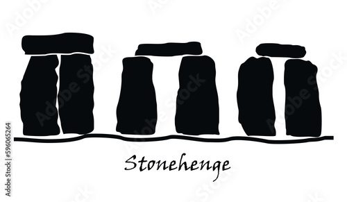 Stonehenge icon isolated background. Vector illustration for prehistoric religious landmark architecture. Ancient monument rock. Heritage England UK tourism. 
