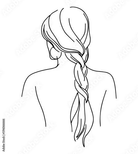 Beauty braided hair stylist salon women logo lineart templates.