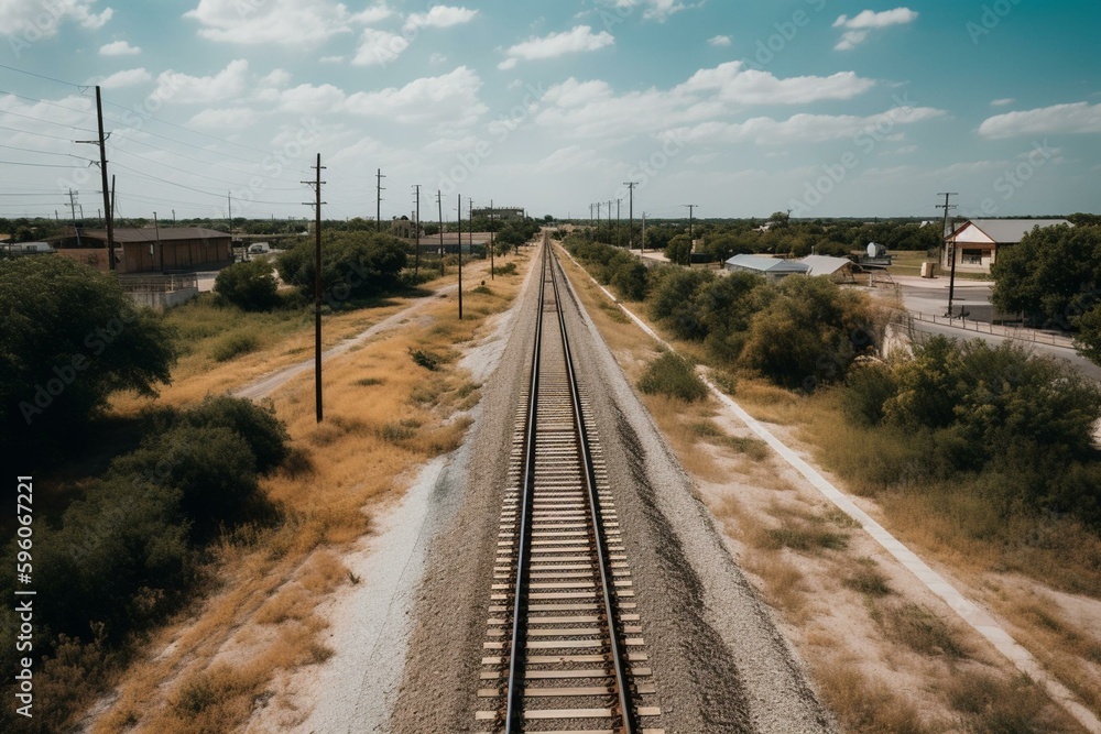 Railway line in Round Rock, Texas. Generative AI