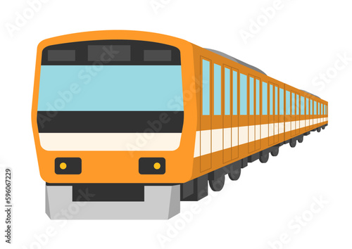 シンプルなオレンジ色の電車のイラスト
