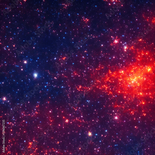 Amazing Panorama red night sky milky way and stars on beautiful universe © sean