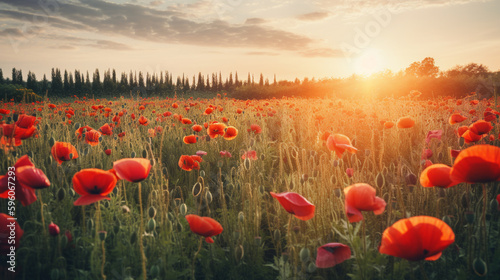 Red Poppy field, Generated AI © bahadirbermekphoto