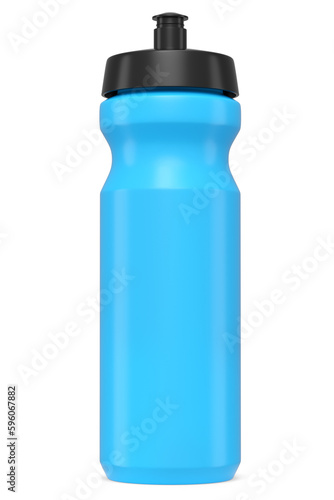 Blue plastic sport shaker for protein drink isolated on white background.