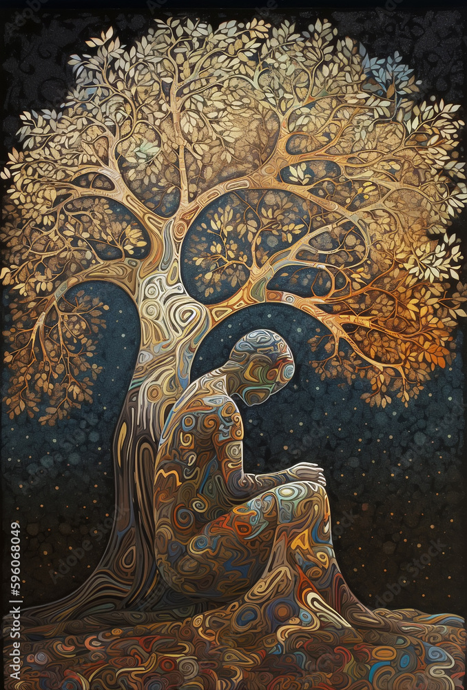 Obraz premium woman and tree of life, Generative AI