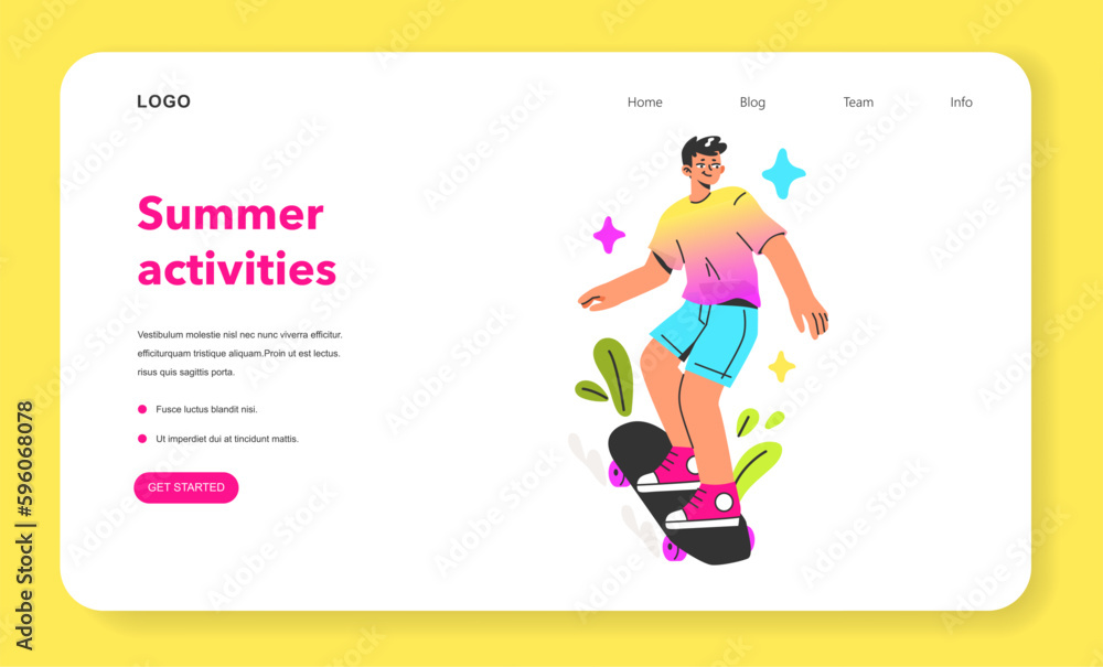 Healthy and active lifestyle web banner or landing page.