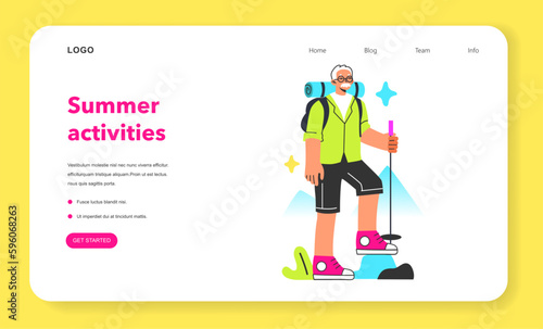 Healthy and active lifestyle web banner or landing page.