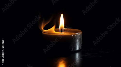 Burning candles on a dark background. generative ai