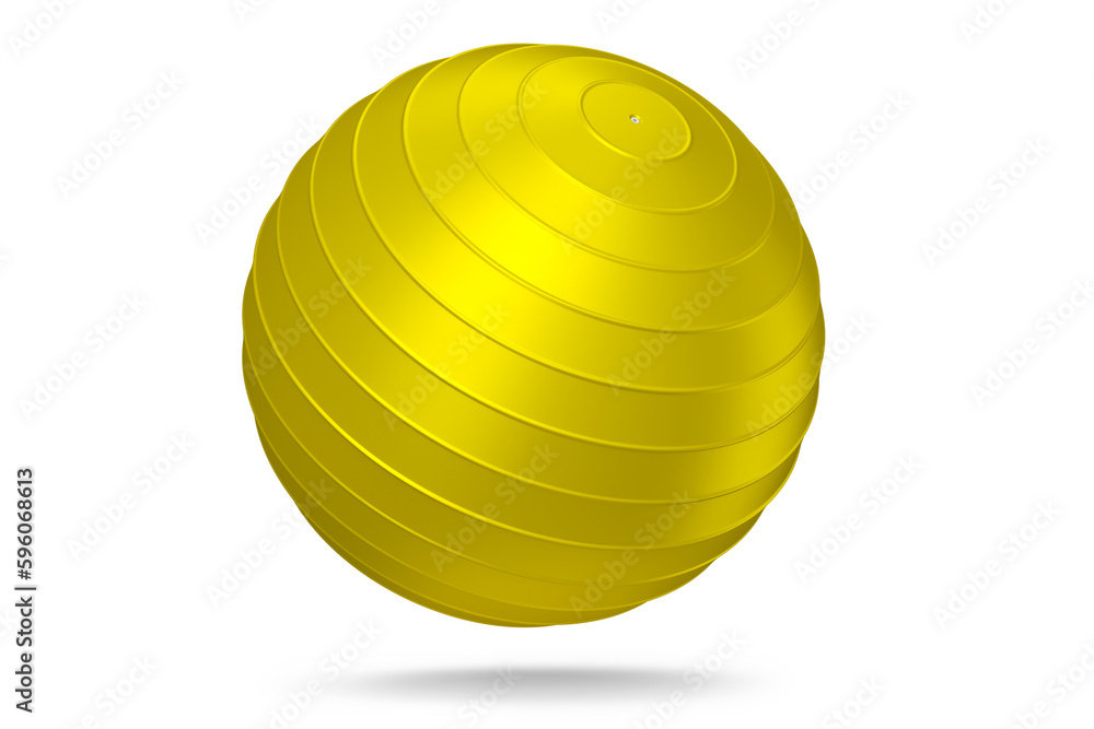 Yellow fitball or fitness ball for yoga exercise isolated white background Yellow fitball or fitness ball for yoga exercise isolated white background