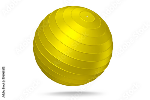 Yellow fitball or fitness ball for yoga exercise isolated white background