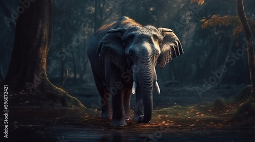 Elephant in the forest. generative ai