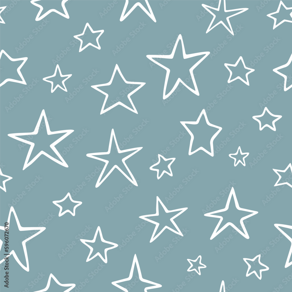 Vector seamless pattern with cute stars. Hand drawn, doodle style. Design for fabric, wrapping, stationery, wallpaper, textile. Vector seamless pattern with cute stars. Hand drawn, doodle style. Design for fabric, wrapping, stationery, wallpaper, textile.