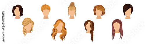 Different Hairstyle and Haircuts for Females Vector Set
