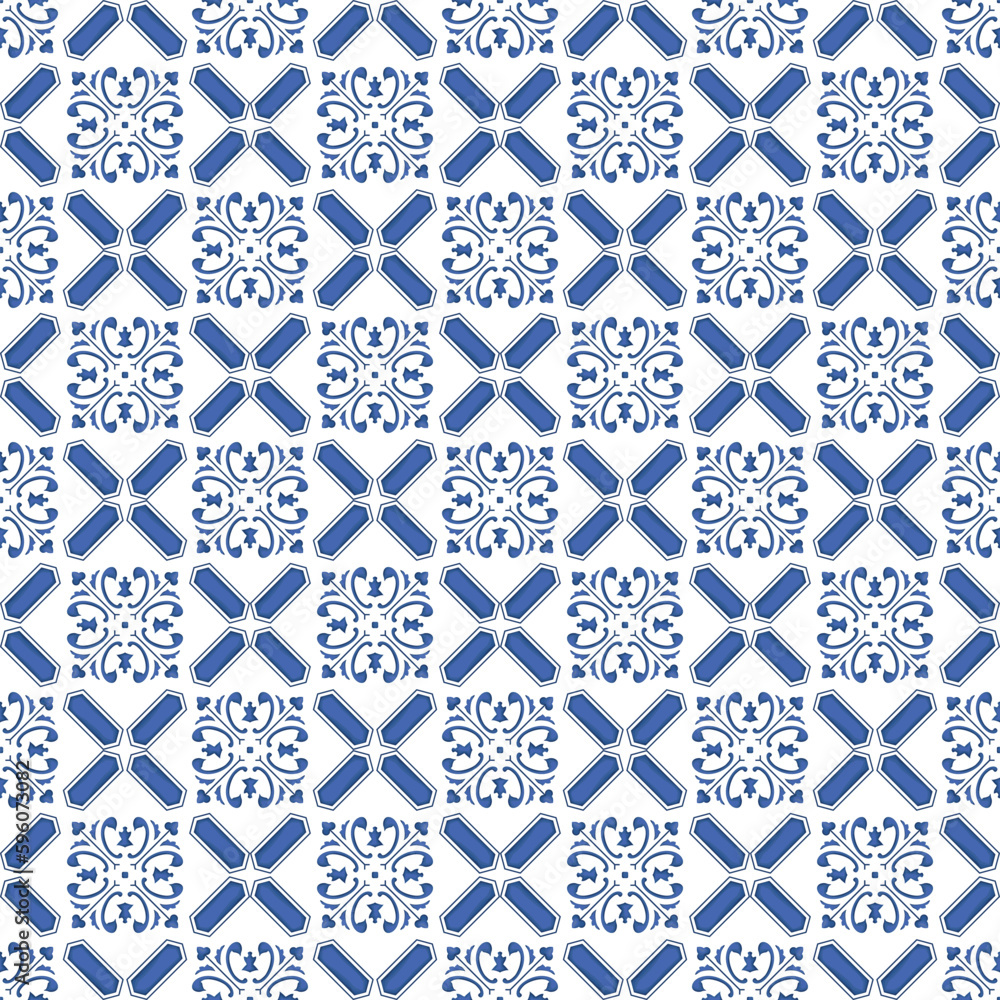 Fototapeta premium Mediterranean pattern blue and yellow theme
