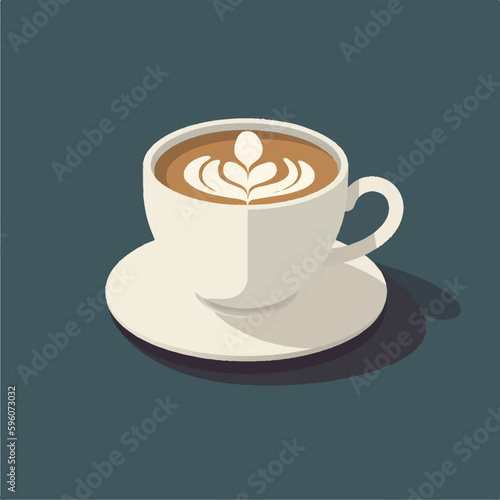Closeup latte art view with flat white.