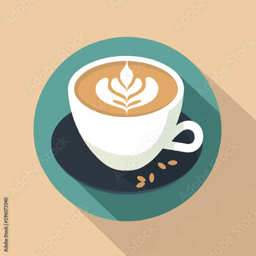 Closeup latte art view with flat white.