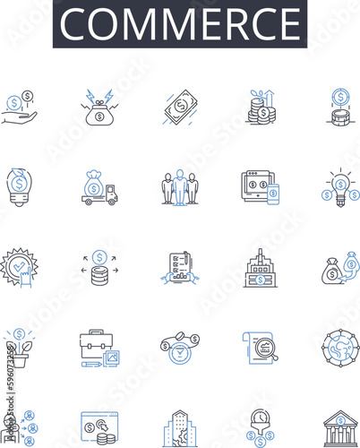 Tableau sur toile Commerce line icons collection
