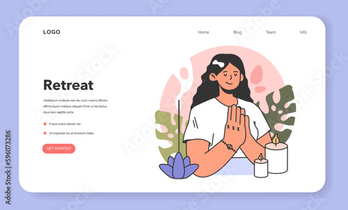 Retreat web banner or landing page. Modern practice for body