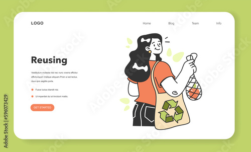 Zero waste web banner or landing page. Upcycling or reuse