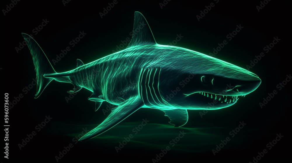 shark in green light.generative ai shark in green light.generative ai