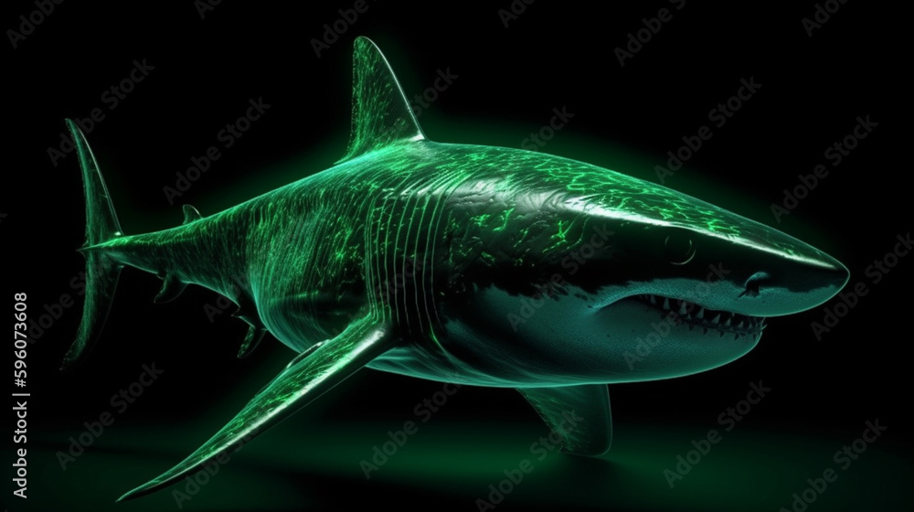 shark in green light.generative ai shark in green light.generative ai