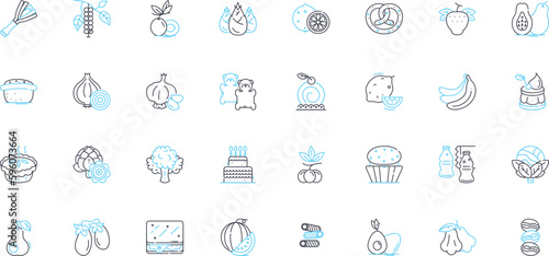 Cultivation linear icons set. Agriculture, Horticulture, Farming, Gardening, Cultivation, Irrigation, Harvesting line vector and concept signs. Composting,Fertilization,Tillage outline illustrations