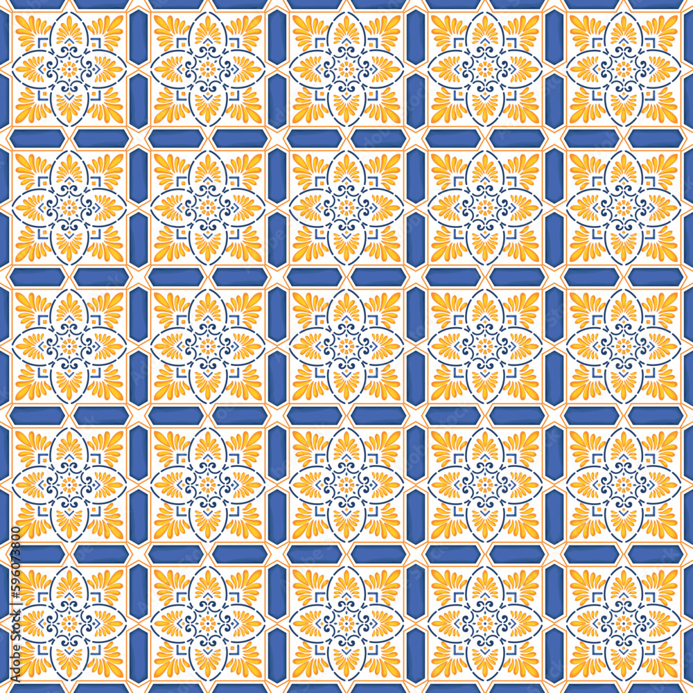 Mediterranean pattern blue and yellow theme Mediterranean pattern blue and yellow theme