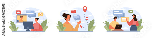 Active listening skill set. Attentive business charcter or employee soft