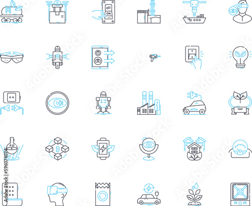 Multinational commerce linear icons set. Globalization, Trade, Expansion, Import/export, Interconnectivity, Finance, Diversity line vector and concept signs. Localization,Logistics,Supply chain