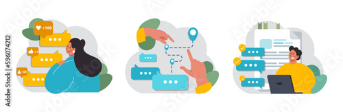 Active listening skill set. Attentive business charcter or employee soft