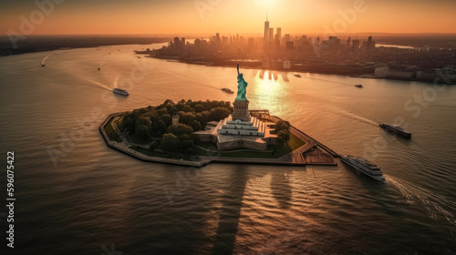 Statue of Liberty. Breathtaking travel destination place. Generative AI