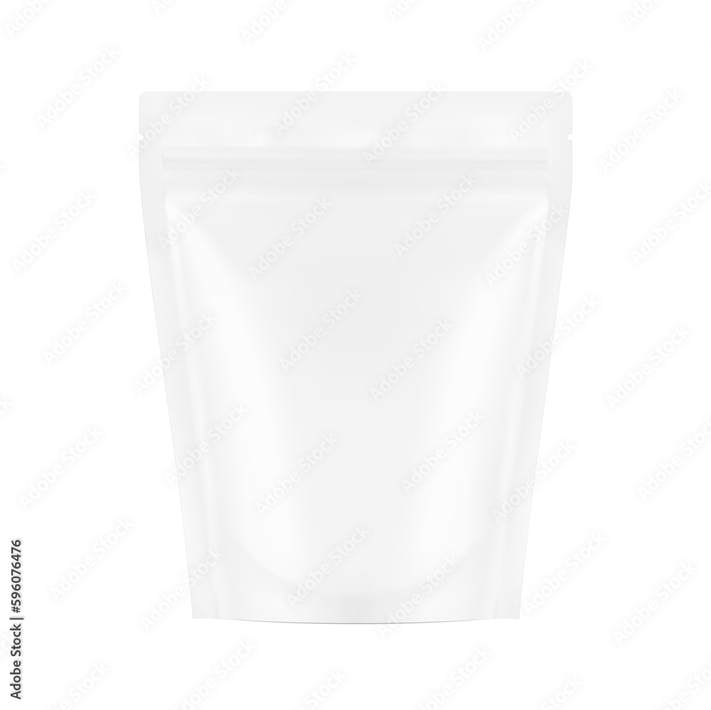 Stand up pouch bag isolated on white background. Vector illustration. Front view. Can be use for template your design, presentation, promo, ad. EPS10. Stand up pouch bag isolated on white background. Vector illustration. Front view. Can be use for template your design, presentation, promo, ad. EPS10.