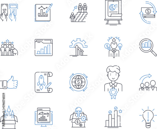 Portfolio analysis line icons collection. Investment, Strategy, Allocation, Risk, Diversification, Asset, Management vector and linear illustration. Performance,Returns,Optimization outline signs set