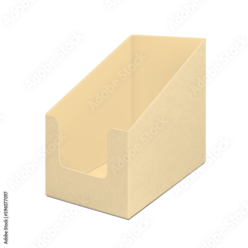 Kraft open showbox mockup. Vector illustration isolated on white background. Easy to use for your product. EPS10.