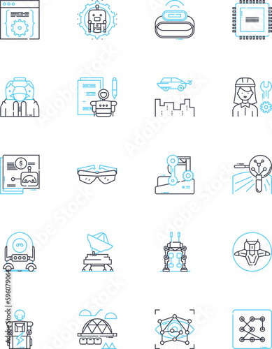 Area linear icons set. Community, Location, Territory, Region, Z, District, Sector line vector and concept signs. Locale,Environs,Neighborhood outline illustrations