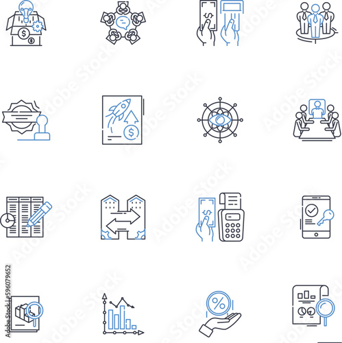 Commercial rating line icons collection. Evaluation, Analysis, Rating, Assessment, Appraisal, Grading, Performance vector and linear illustration. Benchmarking,Scoring,Ranking outline signs set