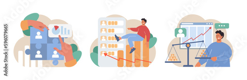Employee performance management set. Performance indicators and reports