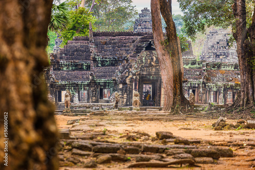 Amazing Ta Prohm temple with giant banyan trees. Angkor Wat complex, Siem Reap, Cambodia