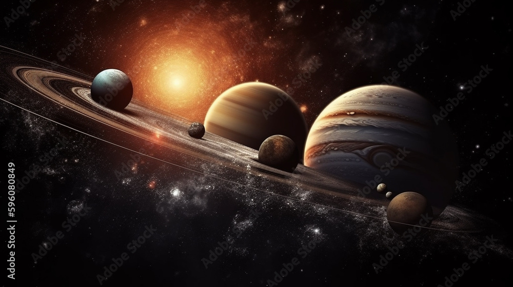 Fototapeta premium Planets of the solar system against the background of the universe.generative ai