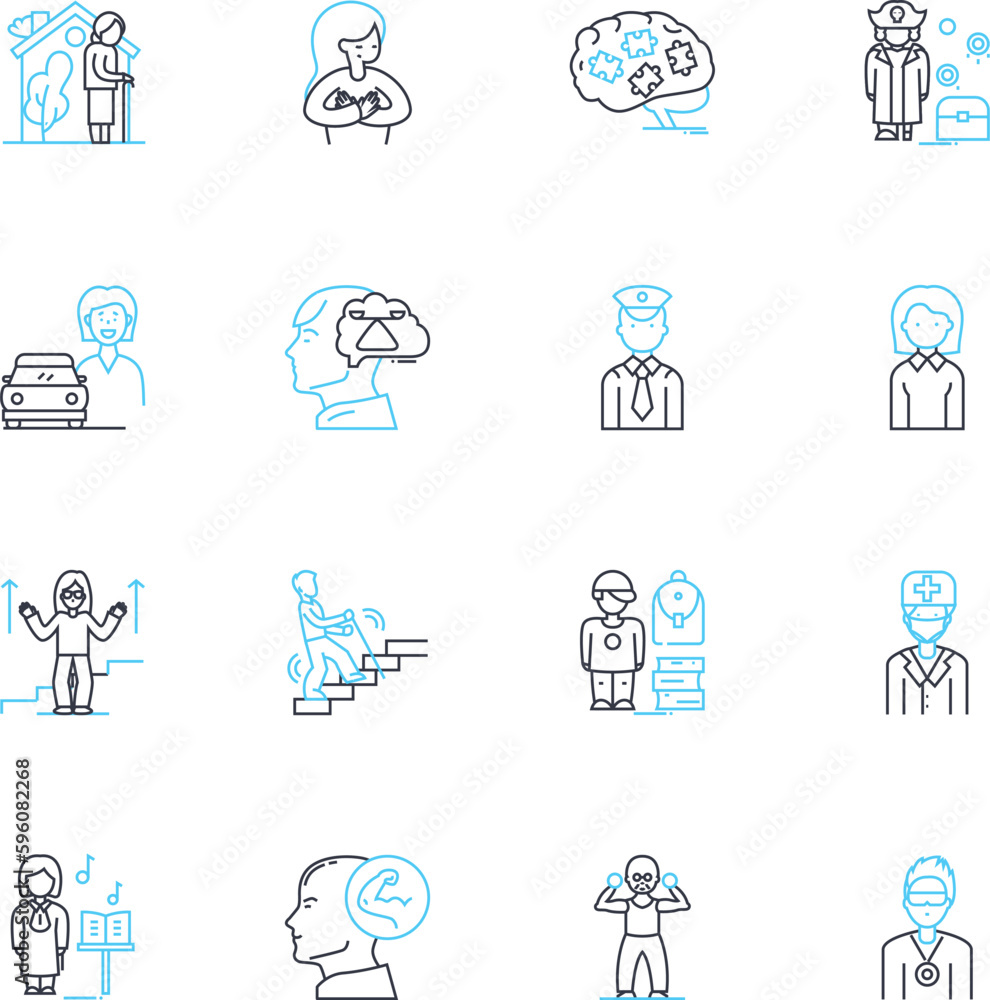 Transnationalization linear icons set. Globalization, Internationalization, Multinational, Cross-border, Integration, Interconnectedness, Trans-border line vector and concept signs. Worldwide
