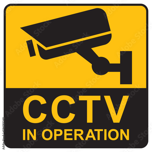 Security camera icon, video surveillance, cctv sign. Yellow square indicating camera operation. Surveillance camera,monitoring, safety home protection system. Fixed CCTV, Security Camera Icon Vector.