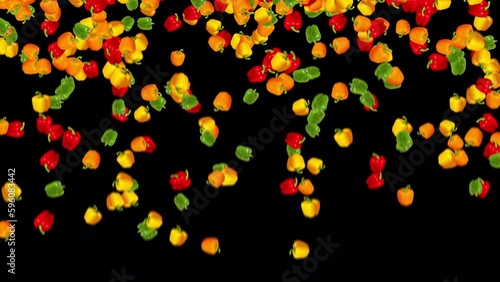 Green Red Yellow Orange Bell Peppers Animation Background 