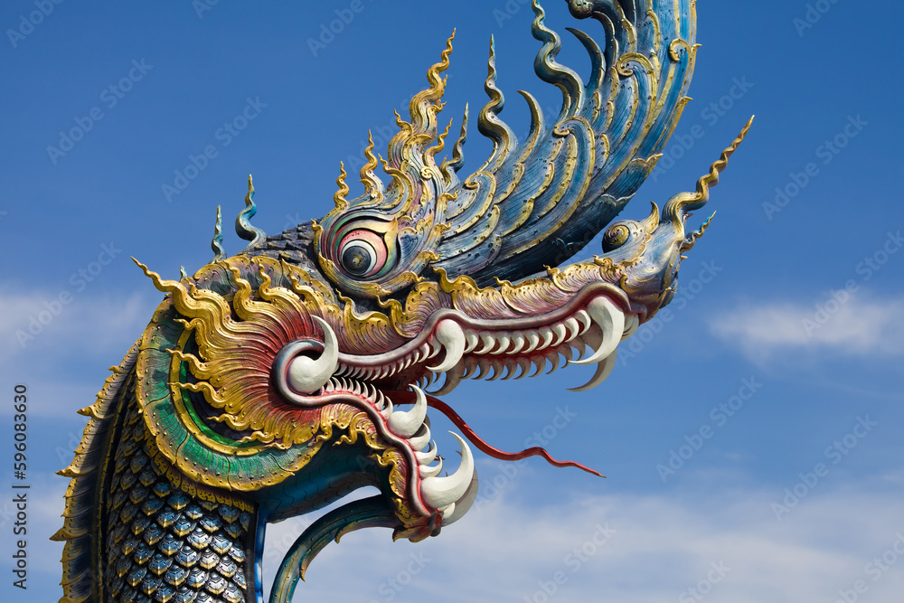 Head of Naga at Wat Rong Suea Ten in Chiang Rai, Thailand