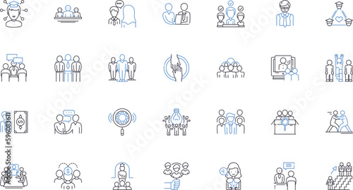 Recruitment drive line icons collection. Talent, Applicants, Hiring, Opportunities, Resumes, Candidates, Diversity vector and linear illustration. Selection,Interviews,Placement outline signs set