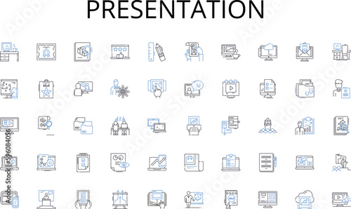 Presentation line icons collection. Banquet, Celebration, Indulgence, Gourmet, Lavish, Gluttony, Delicious vector and linear illustration. Festive,Appetizing,Extravagant outline signs set