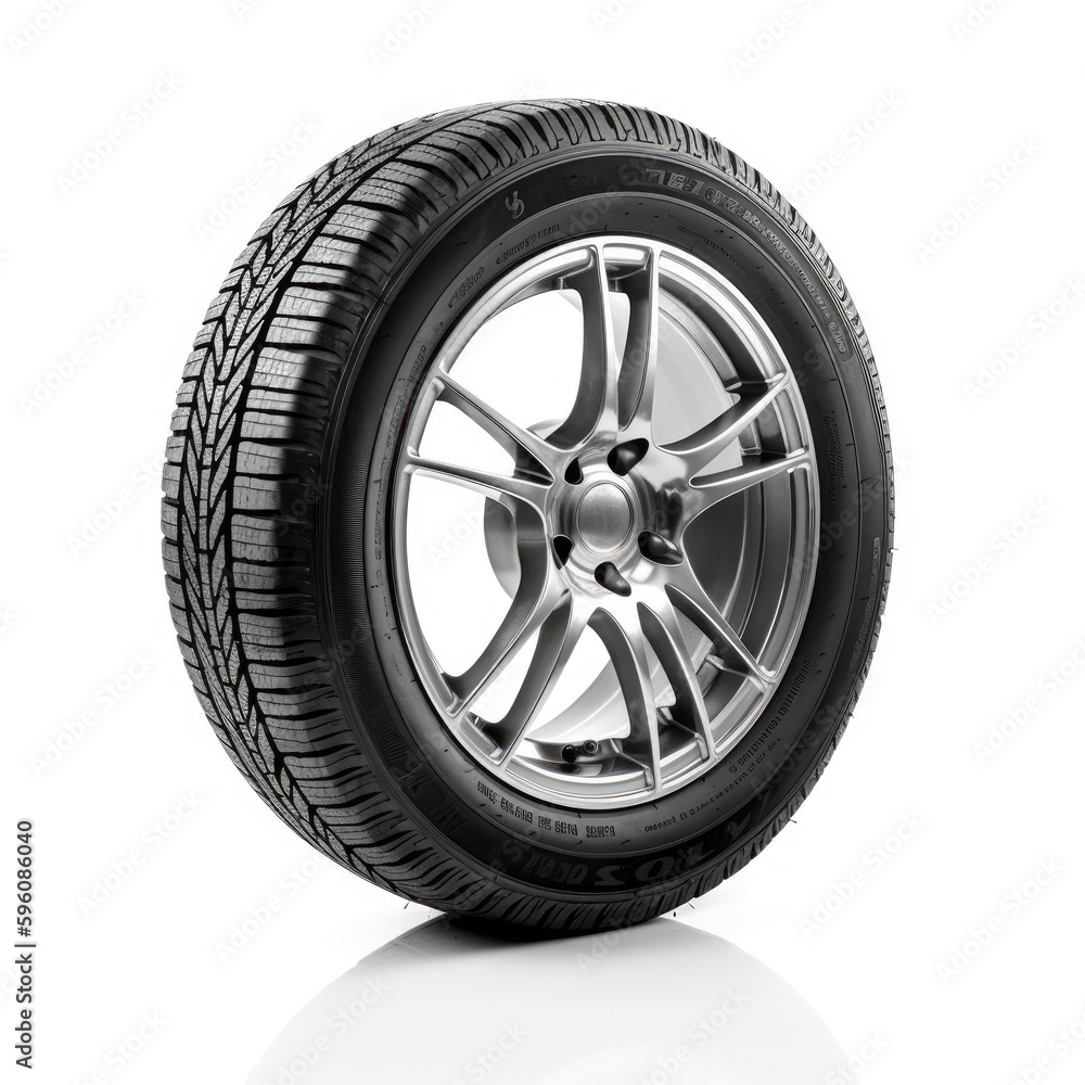 A winter car wheel isolated on white background. Generative AI